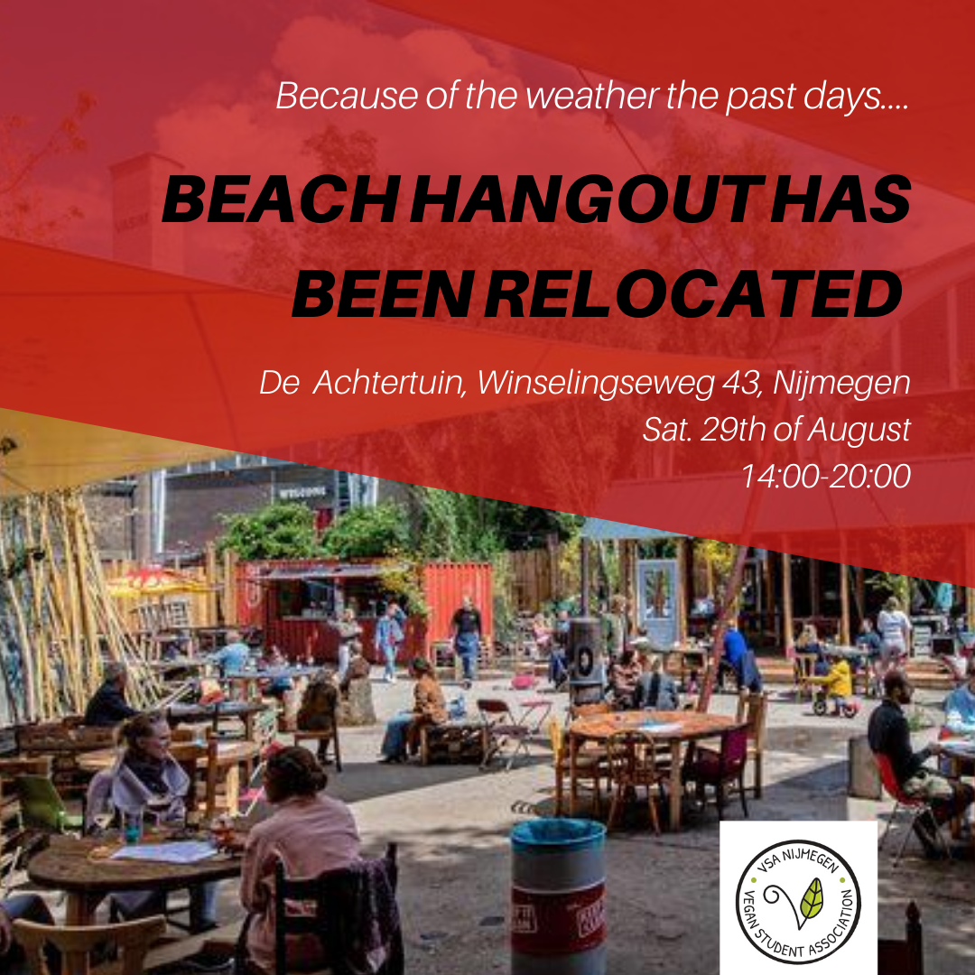 because of the weather the past days beach hangout has been relocated de achtertuin Winselingseweg 43 in Nijmegen 14:00 - 20:00